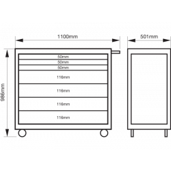 Bahco Servante classique C75 40 7 tiroirs noir charge 1100 kg 986x501x1100m Kobleo