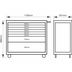 Bahco Servante classique C75 1 mètre avec 8 tiroirs Rouge 1475KXL8RED Kobleo