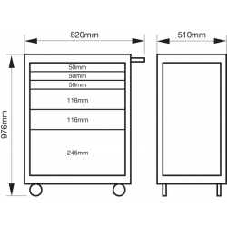 Bahco Servante storage HUB E77 26 charge 1000 kg 6 tiroirs noir 976x510x8 Bahco Kobleo