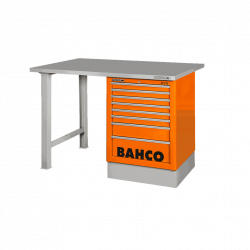 Bahco Etabli d'atelier acier inoxydable 150 cm 6 tiroirs orange 2 pieds 1495 Bahco Kobleo