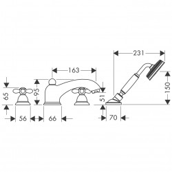 AXOR Set Carlton mélangeur 4 trous 163mm montage sur bord baignoire chromé AXOR Kobleo AXOR Set Carlton mélangeur 4 trous 163mm montage sur bord baignoire chromé AXOR Kobleo