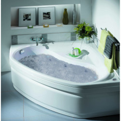 Allibert Baignoire balnéo d'angle 140 x 140 x 53-56 cm 218 L système Essentia L Kobleo