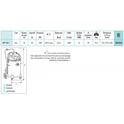 Sidamo Aspirateur Cuve Inox 78l 1200w Jet 50 I Kobleo