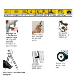 Centaure Plateforme de travail télescopique 3 5 marches PL SCOP Kobleo