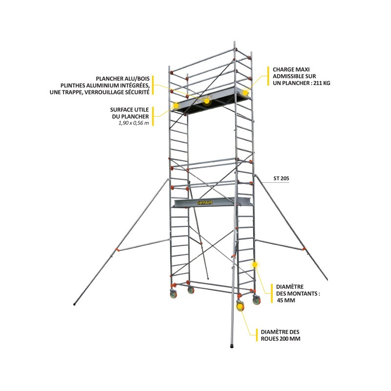 Centaure Échafaudage aluminium SERENITE 1 niv L plancher 205 m H 390 m ST 205 2 Centaure Kobleo Centaure Échafaudage aluminium SERENITE 1 niv L plancher 205 m H 390 m ST 205 2 Centaure Kobleo