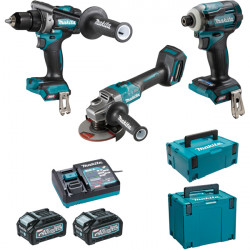 Makita Ensemble 3 machines 40 V max Li-Ion 4 Ah XGT (DF001G GA005G TD001G) DK Kobleo