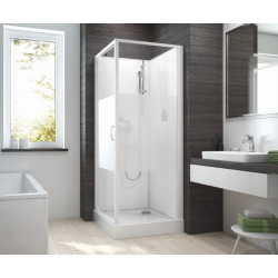 Leda Cabine douche 80x80cm sérigraphie opaque central porte battante IZI BO Kobleo