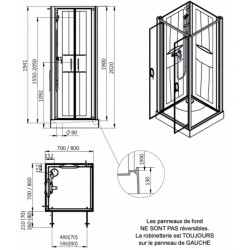 Leda Cabine douche 80x80cm sérigraphie opaque central porte battante IZI BO Kobleo