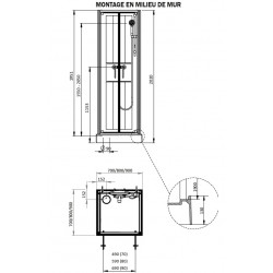 Leda Cabine douche carré 80x80cm portes battantes milieu mur IZI BOX 2 Leda Kobleo