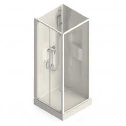 Leda Cabine douche carré 80x80cm portes battantes sérigraphie IZI BOX 2 Leda Kobleo
