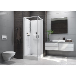 Leda Cabine douche carré 900x900mm porte coulissante angle IZI BOX 2 Leda Kobleo