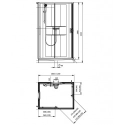 Leda Cabine douche rectangle 1000x800mm porte coulissanteVerre transparent  Kobleo