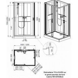 Leda Cabine douche 1000x800mm verre sérigraphie coulissante IZI BOX 2 Leda Kobleo