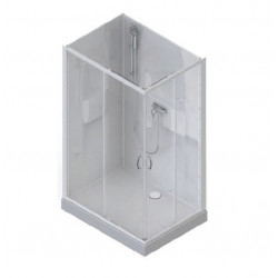 Leda Cabine douche rectangle 80x120cm portes coulissantes angle fond blanc  Kobleo
