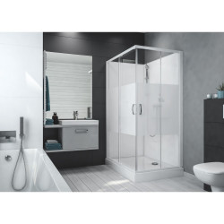 Leda Cabine douche 1200x800mm verre sérigraphie coulissante IZI BOX 2 Leda Kobleo