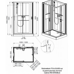 Leda Cabine douche 1200x800mm verre sérigraphie coulissante IZI BOX 2 Leda Kobleo