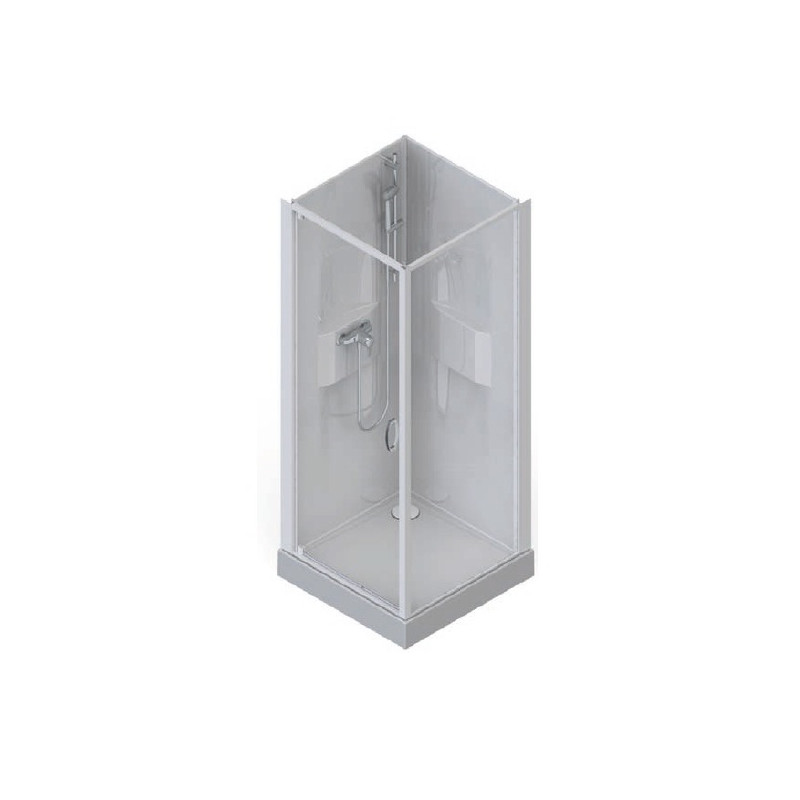 Leda Cabine de douche carré 800x800mm porte pivotante verre opaque central  Kobleo
