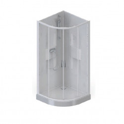 Leda Cabine douche 1/4 rond 90x90cm porte coulissante verre opaque central  Kobleo