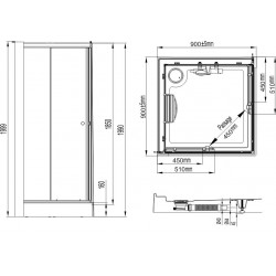 Leda Cabine Iziglass2 Coulissante Angle 90X90 Verre Transparent Kobleo
