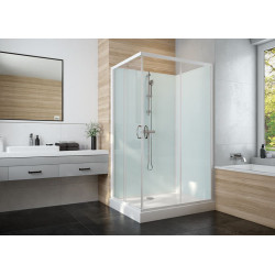 Leda Cabine douche 800x1000mm porte coulissante angle fondVert amande IZI G Kobleo