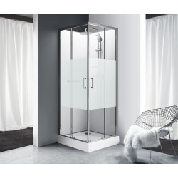 Leda Cabine douche carré 800x800mm portes coulissantes sérigraphie avantage Kobleo