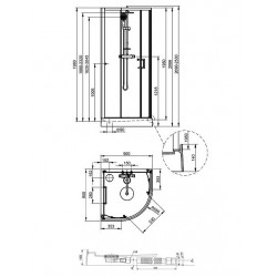 Leda Cabine de douche Kara 1/4 de rond 90 x 90cm portes coulissantes L11KA8 Leda Kobleo