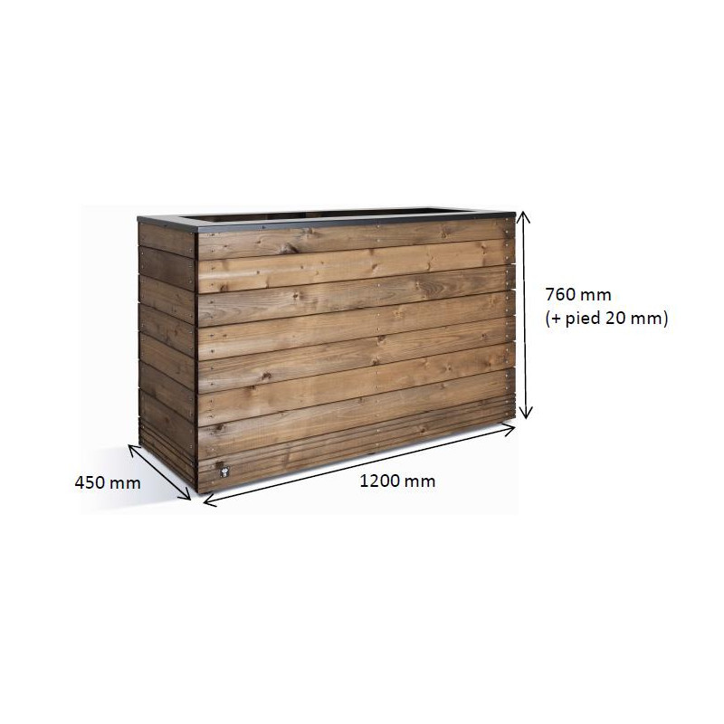 Jardipolys Bac à fleurs en bois et acier rectangle à hauteur 76 cm 179L Kobleo Jardipolys Bac à fleurs en bois et acier rectangle à hauteur 76 cm 179L Kobleo