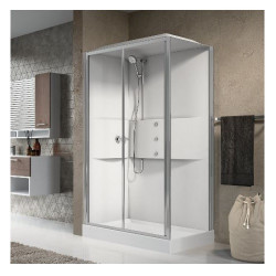 Novellini Cabine douche standard sans coiffe 120x80 mécanique profilé blanc MEDI Kobleo