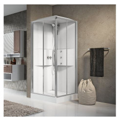 Novellini Cabine douche standard sans coiffe 90x90 thermostatique profilé blanc  Kobleo