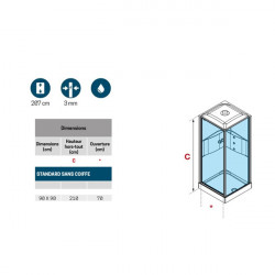 Novellini Cabine douche standard sans coiffe 90x90 thermostatique profilé blanc  Kobleo