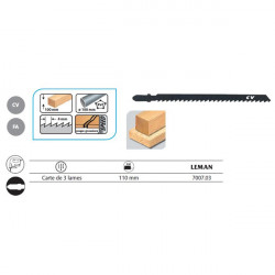 Leman 3 Lame de scie Sauteuse Universelles / 110mm Coupe Grossiere Pas 4mm B Kobleo