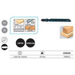Leman 3 Lame de scie Sauteuse Universelles / 55mm Coupe Fine Pas 2mm Bois Leman Kobleo