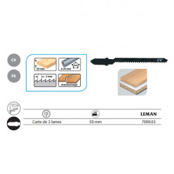 Leman 3 Lame de scie Sauteuse Universelles / 55mm Chantournage Pas 2mm Bois  Kobleo