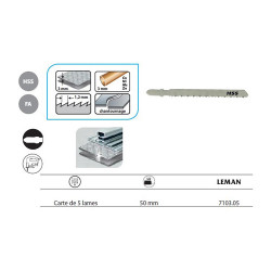 Leman 5 Lame de scie Sauteuse Universelles / 50mm Chantournage Pas 12mm Meta Kobleo