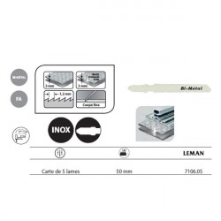 Leman 5 Lame de scie Sauteuse Universelles / 50mm Pas 1,2mm Metal / Inox Kobleo