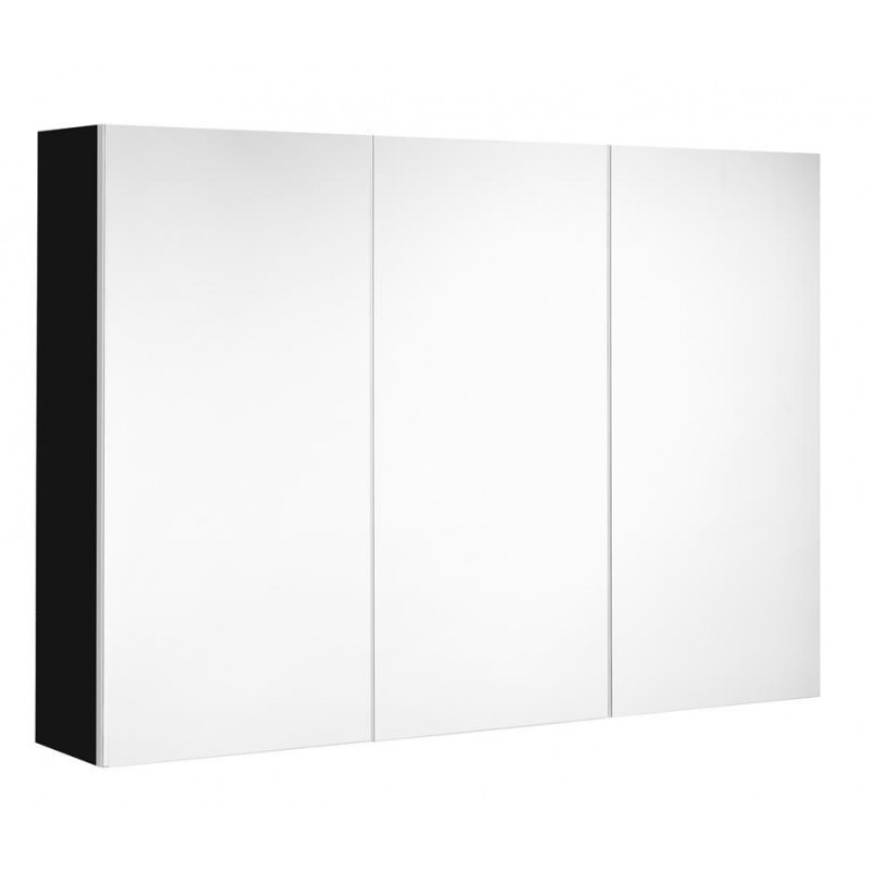 Allibert Armoire de toilette 100 cm 3 portes miroir 6 étagères noir ultra mat M Kobleo