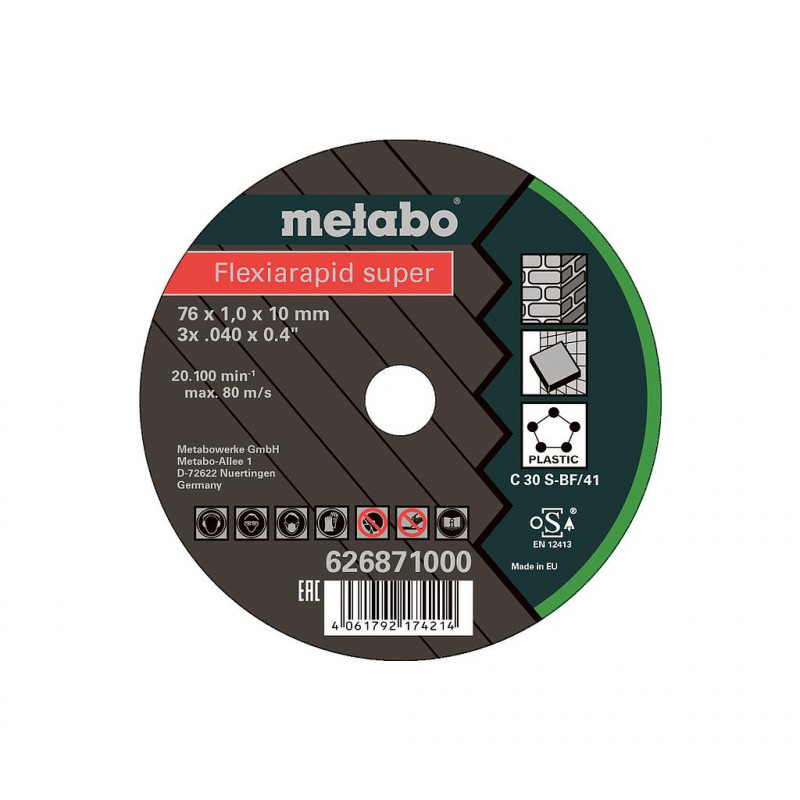 Metabo 5 Meules de tronçonnage Flexiarapid Super Universal 76x1x10 mm Kobleo