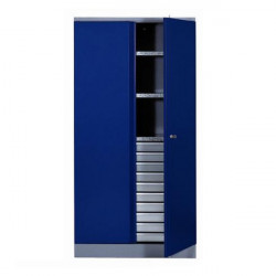 Kupper Armoire Bleu marine 2 portes 3 étagères et 10 tiroirs Kupper Kobleo