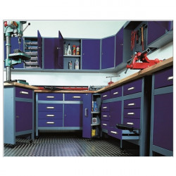 Kupper Armoire Bleu marine 2 portes 3 étagères et 10 tiroirs Kupper Kobleo