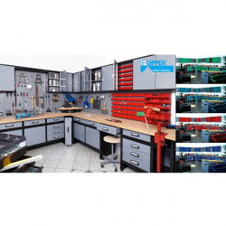 Kupper Armoire Bleu marine 2 portes 3 étagères et 10 tiroirs Kupper Kobleo