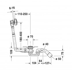 Duravit Accessoires vidage avec trop-plein chromé Duravit Kobleo