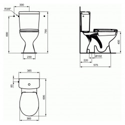 Porcher Abattant WC ULYSSE à charnières plastiques thermodur blanc Kobleo