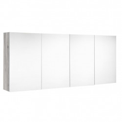 Allibert Armoire toilette 140 cm avec 4 portes miroir et 4 étagères chêne vinta Kobleo