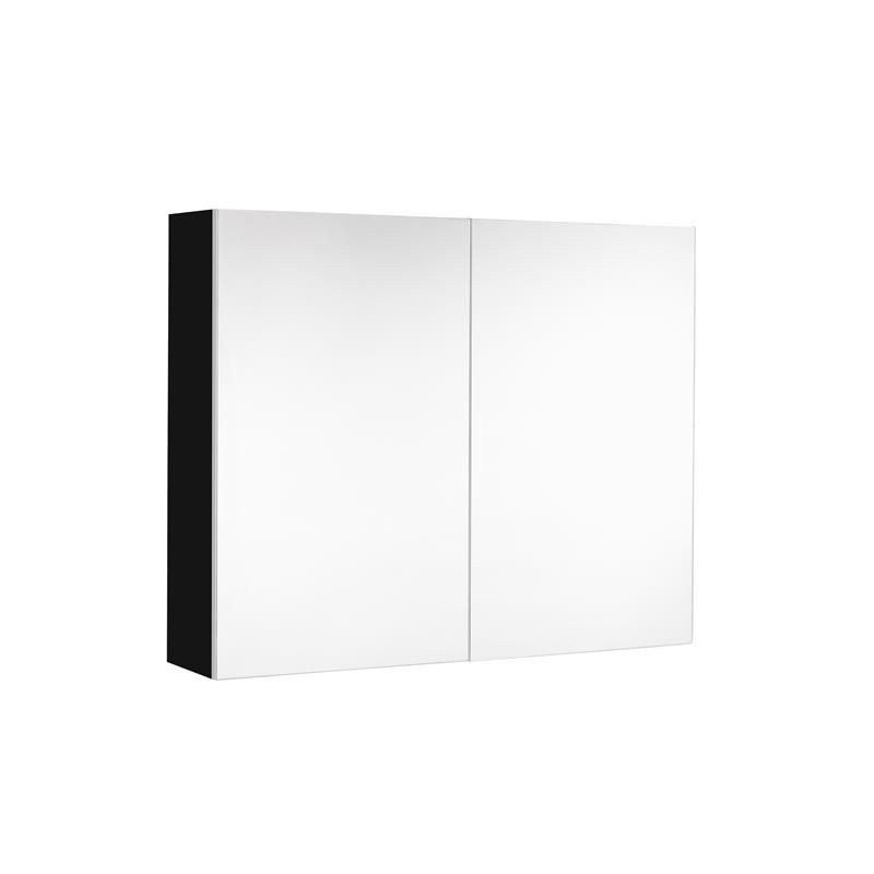 Allibert Armoire de toilette 80 cm 2 portes miroir 2 étagères noir ultra mat Mi Kobleo