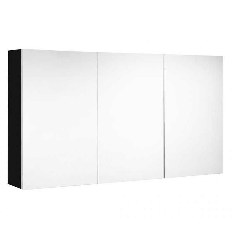 Allibert Armoire toilette 120 cm avec 3 portes miroir et 6 étagères noir ultra  Kobleo