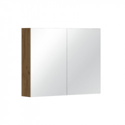 Allibert Armoire de toilette 80 cm 2 portes miroir 2 étagères chêne halifax Loo Kobleo