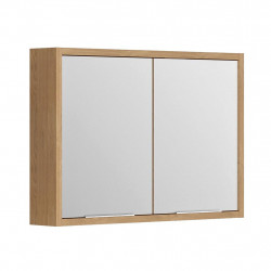 Allibert Armoire de toilette 80 cm 2 portes miroir 4 étagères chêne halifax Sor Kobleo