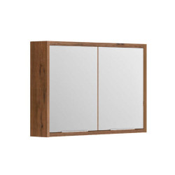 Allibert Armoire toilette 80 cm avec 2 portes miroir et 4 étagères chêne cognac Kobleo