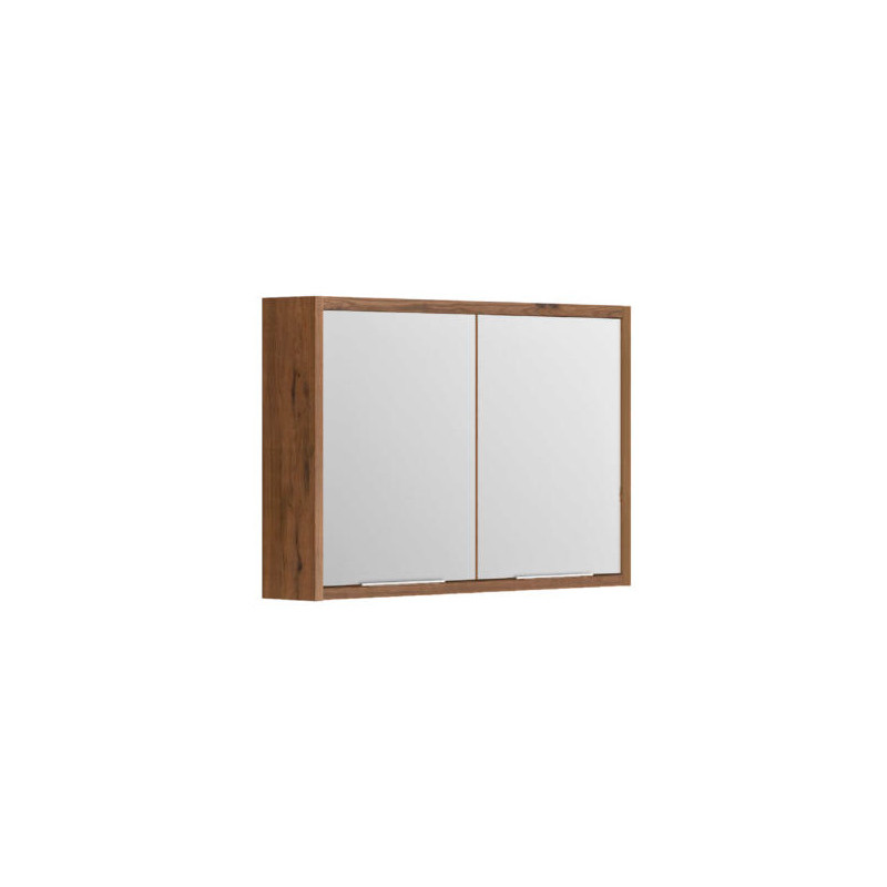 Allibert Armoire toilette 80 cm avec 2 portes miroir et 4 étagères chêne cognac Kobleo