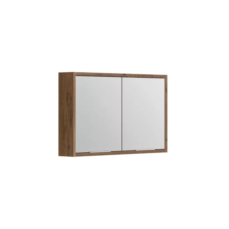 Allibert Armoire toilette 100 cm avec 2 portes miroir et 4 étagères chêne cogna Kobleo